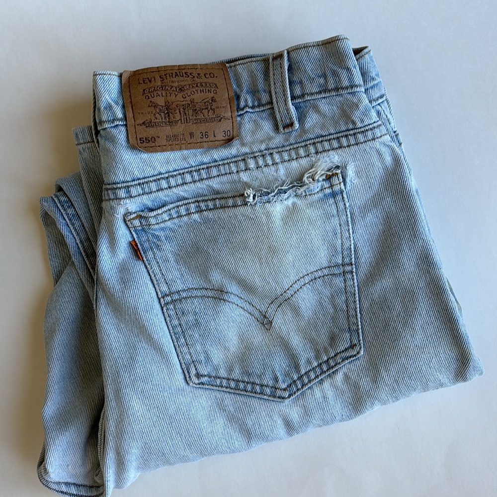 Vtg Levi’s 90’s Orange Tab 550 Blue Tapered Denim‎ Jeans Mens 36x30/ Meas. 33x29
